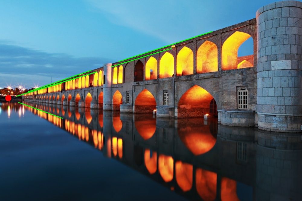 Result of the vanishing point detection on the image van_points8.jpg